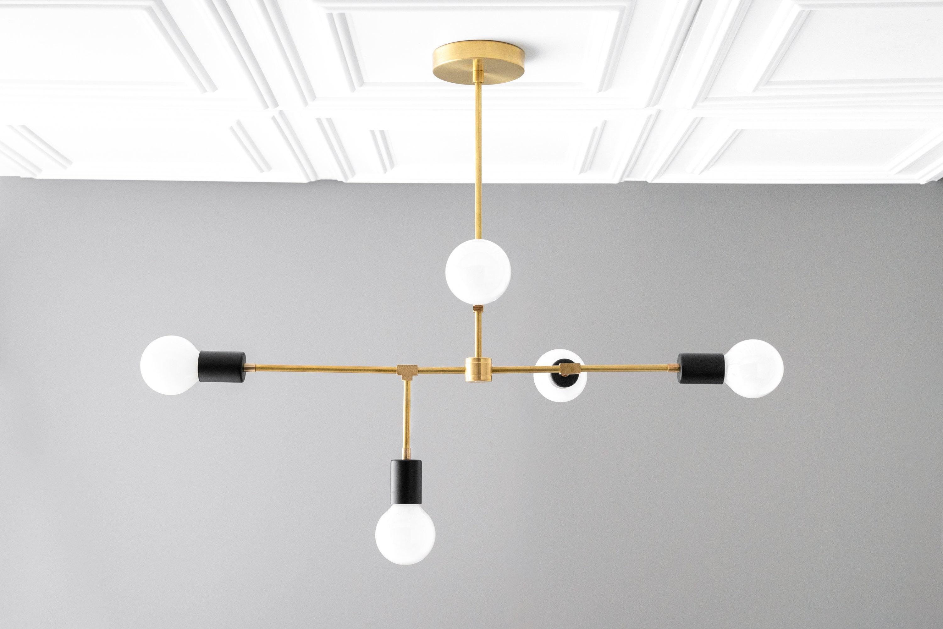 Mobilux Line 5 Light Chandelier - Modern Ceiling Hanging Lamp for Dining Room T355