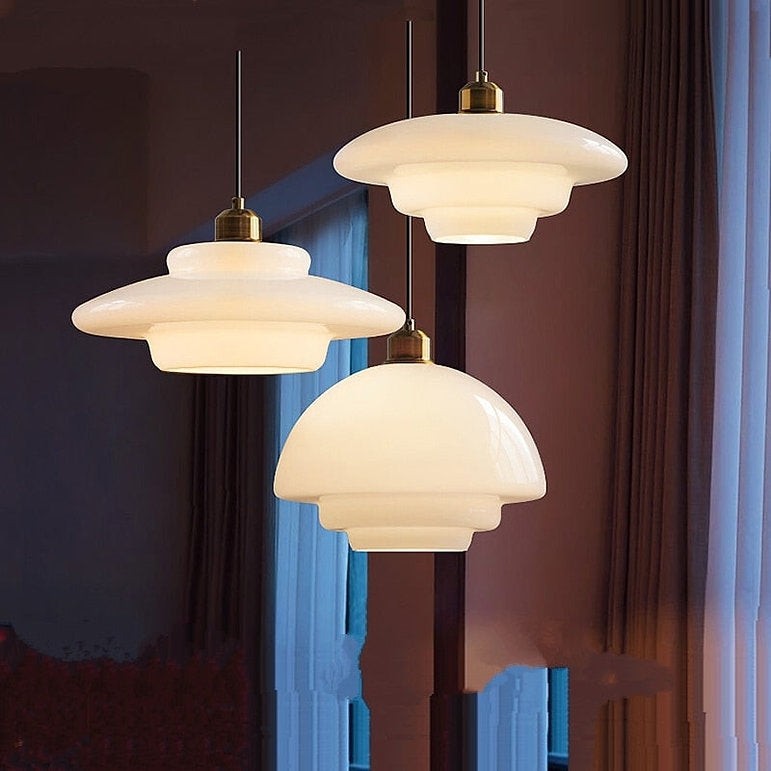 Multi Tier Art Glass Pendant Light - Mid-Century Style for Kitchen Island S93