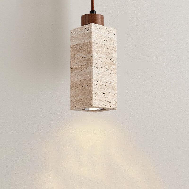 Wabi Sabi Solid Wood Stone Pendant Light G32