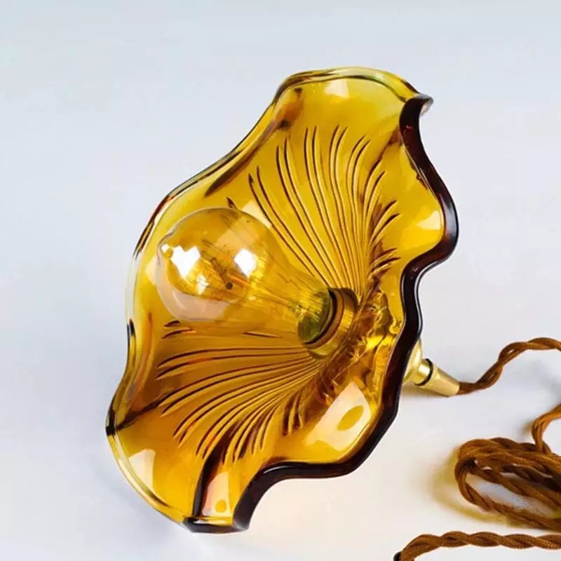 Vintage Glass Hibiscus Flower Pendant Light S129