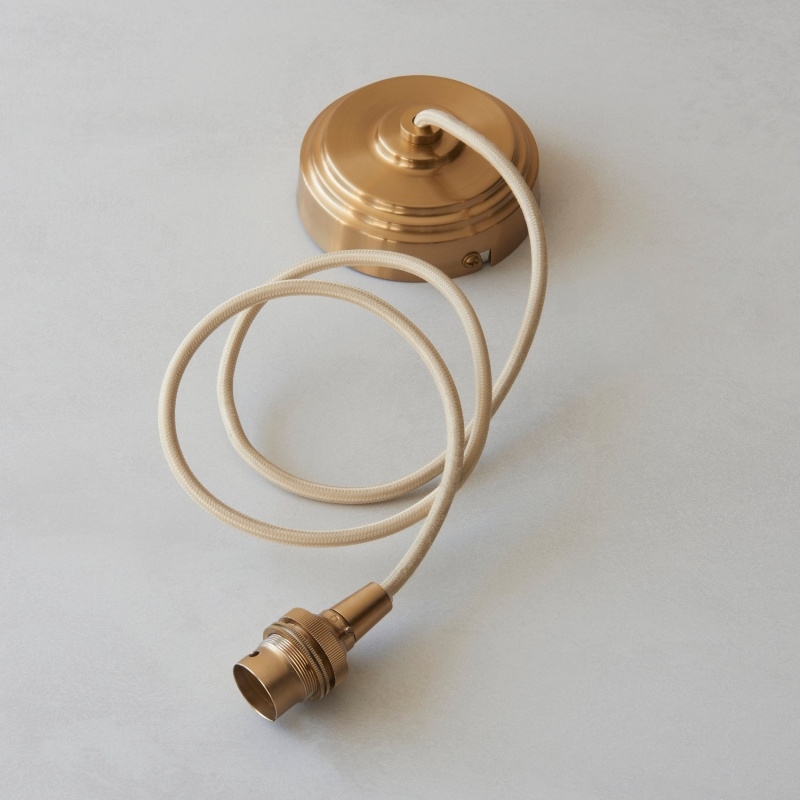 Plaitar Modern Brass Pendant Light - Minimalist Ceiling Fixture with Braided Cord for Hallways T993