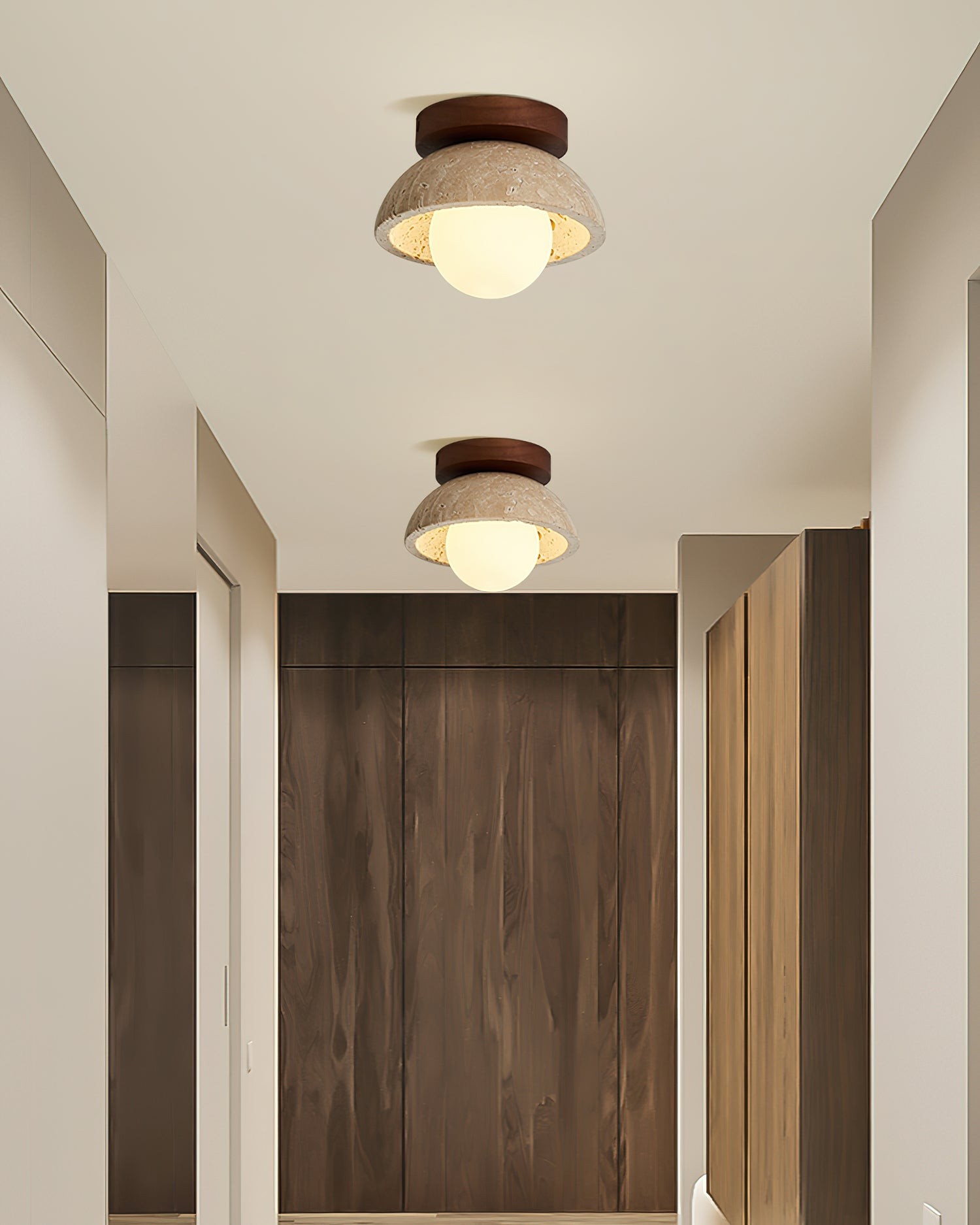 Natural Travertine Bowl Ceiling Light - Vintage for Bathroom M119
