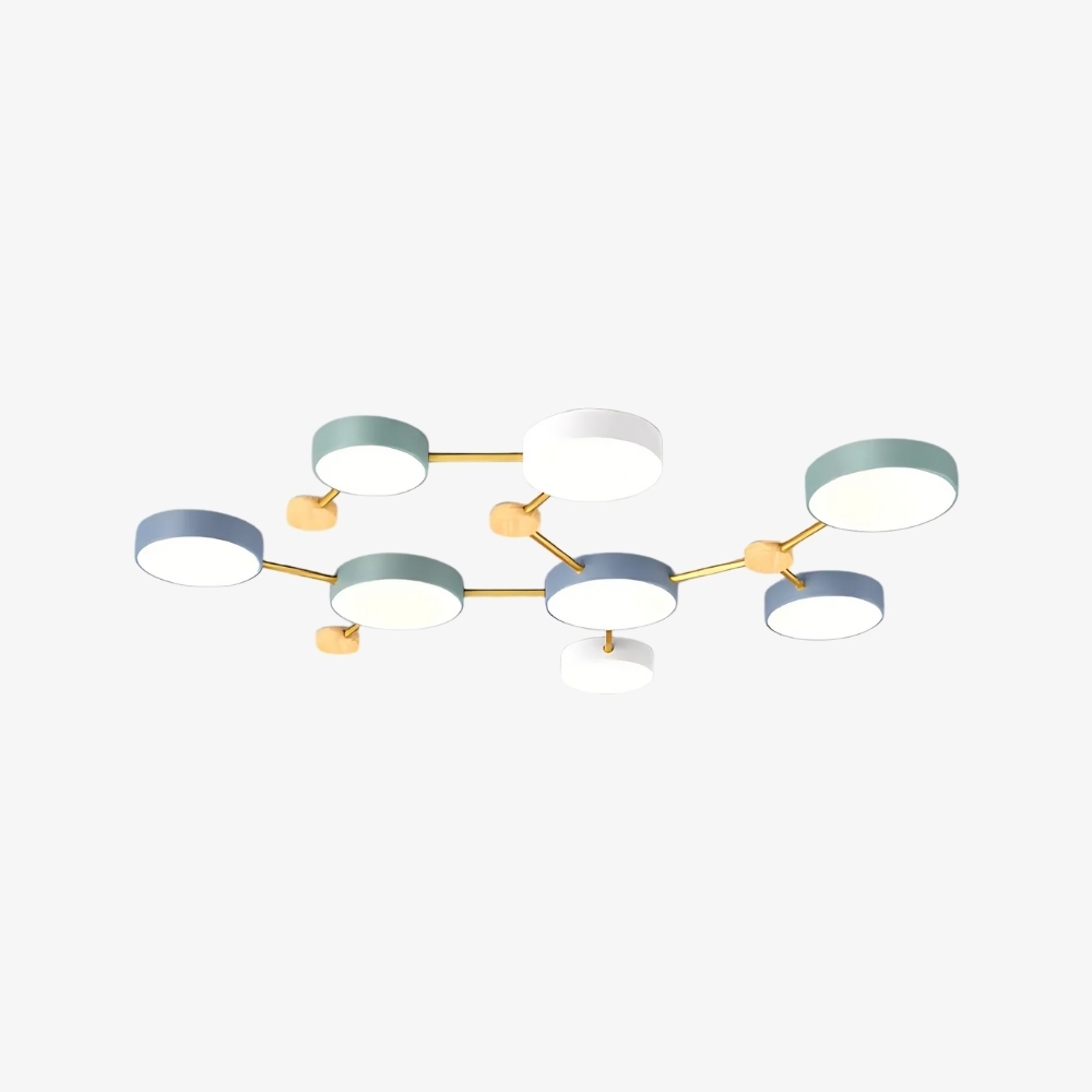 Contemporary LED Ceiling Lamp - Nordic Circle with Wood Branches for Bedroom S382