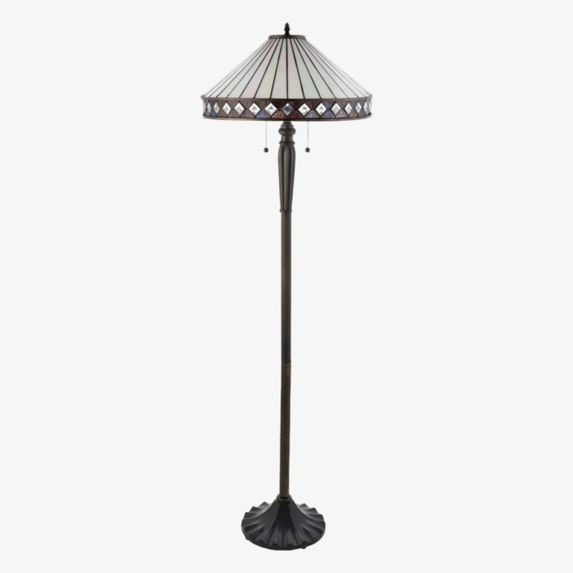 TiffStar Art Glass Floor Lamp with Ornamental Pattern Shade - Standing Light for Living Rooms T943