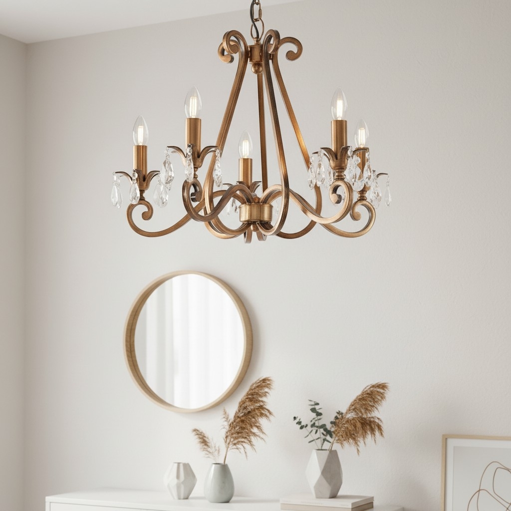 Talonis Crystal Chandelier - Traditional Candle-Style Brass and Nickel for Living Room and Dining Room T962