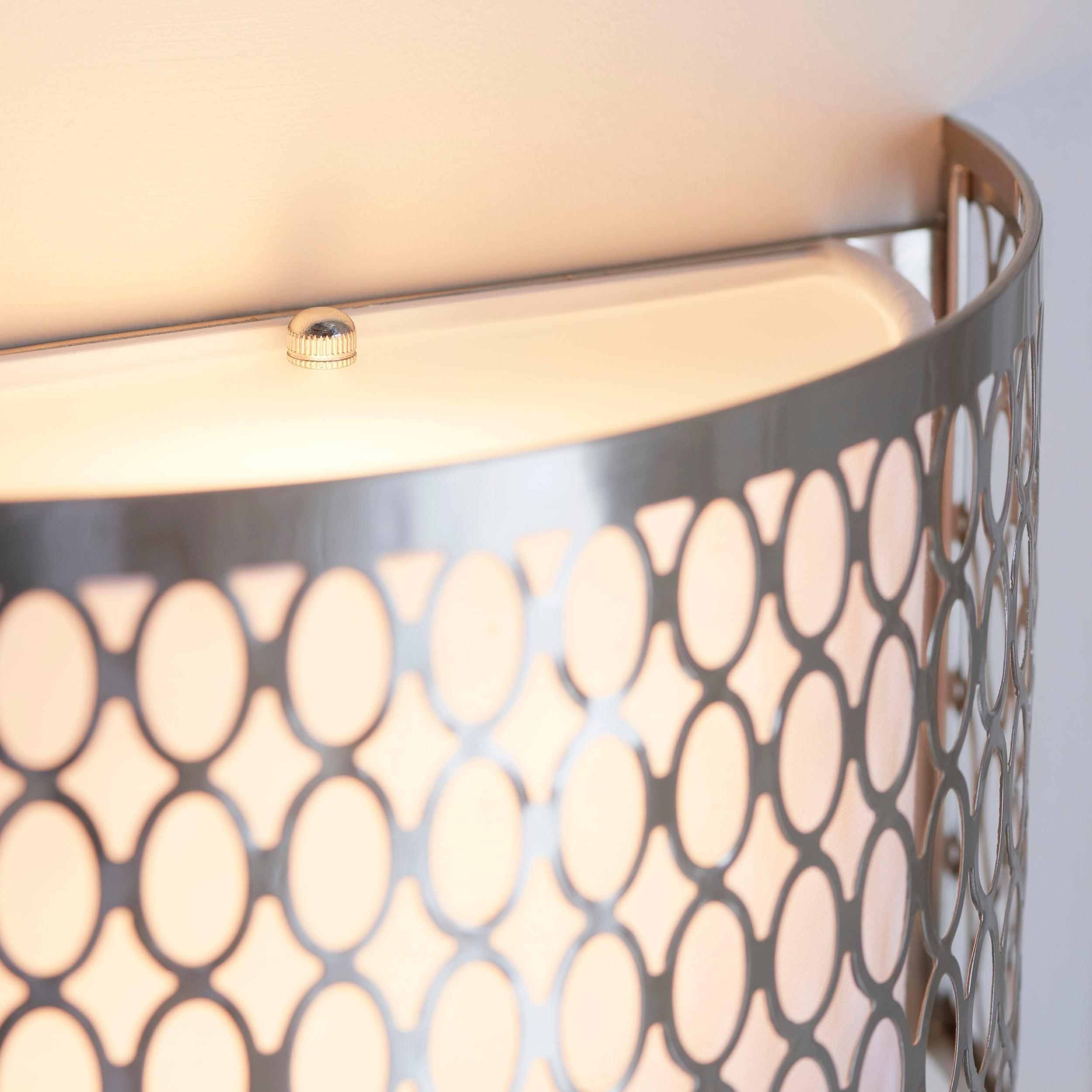 Liorin Fretwork Wall Light - Modern Curved Metal and Fabric Shade Sconce for Hallway or Bedroom T995
