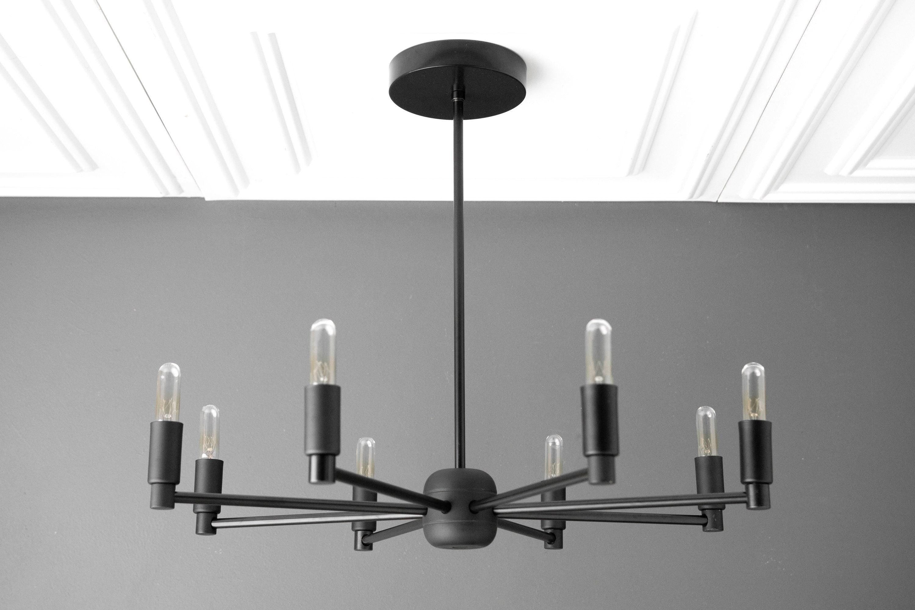 Mobilux Line Modern Chandelier - 8 Arm Mid Century Hanging Light T338