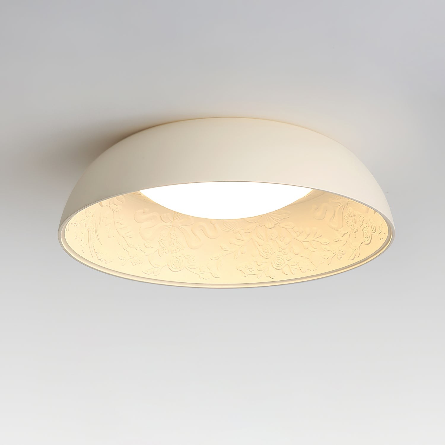 French Romantic Carved Round LED Ceiling Lamp M264