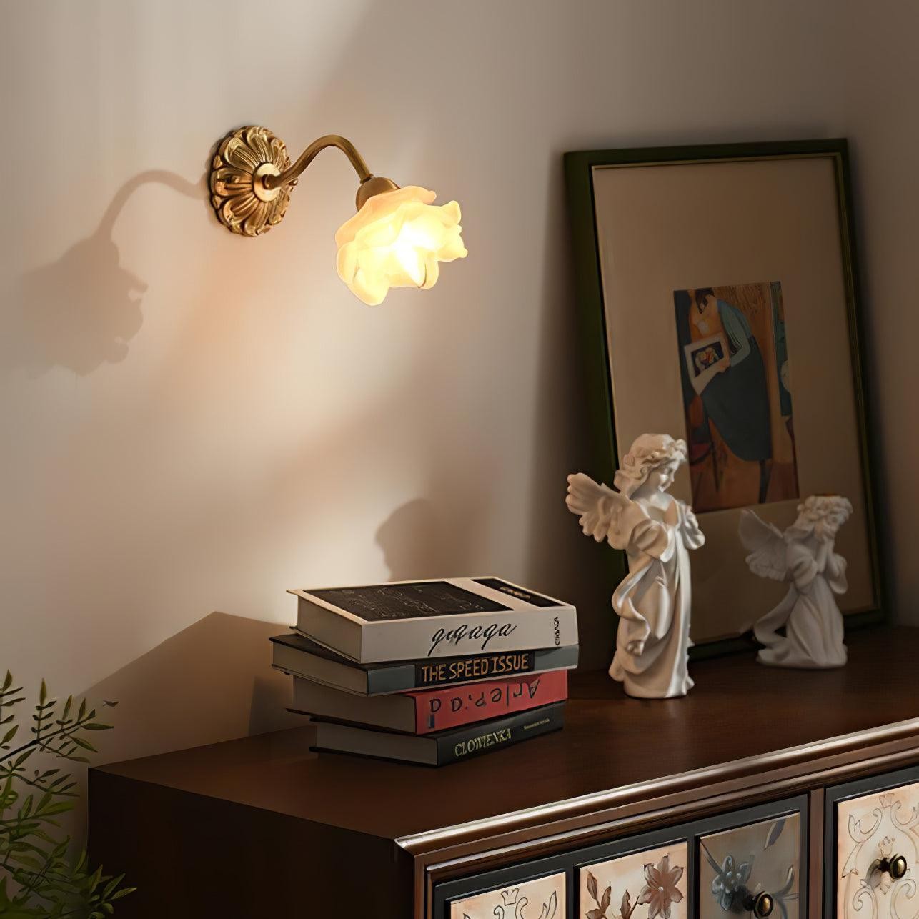 Brass Rose Wall Light M299
