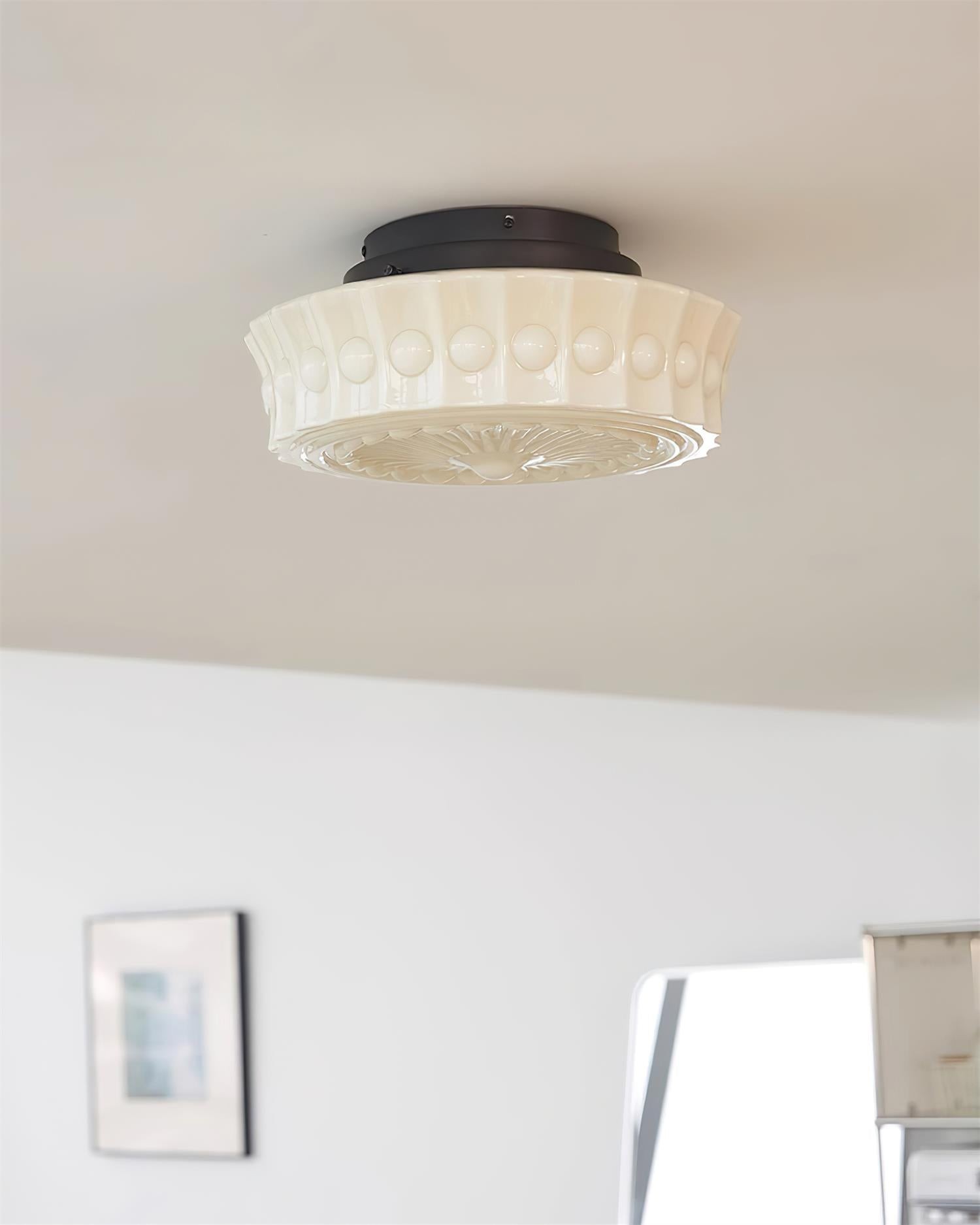 Rigidus French Vintage Glass Cream Style Ceiling Light M52
