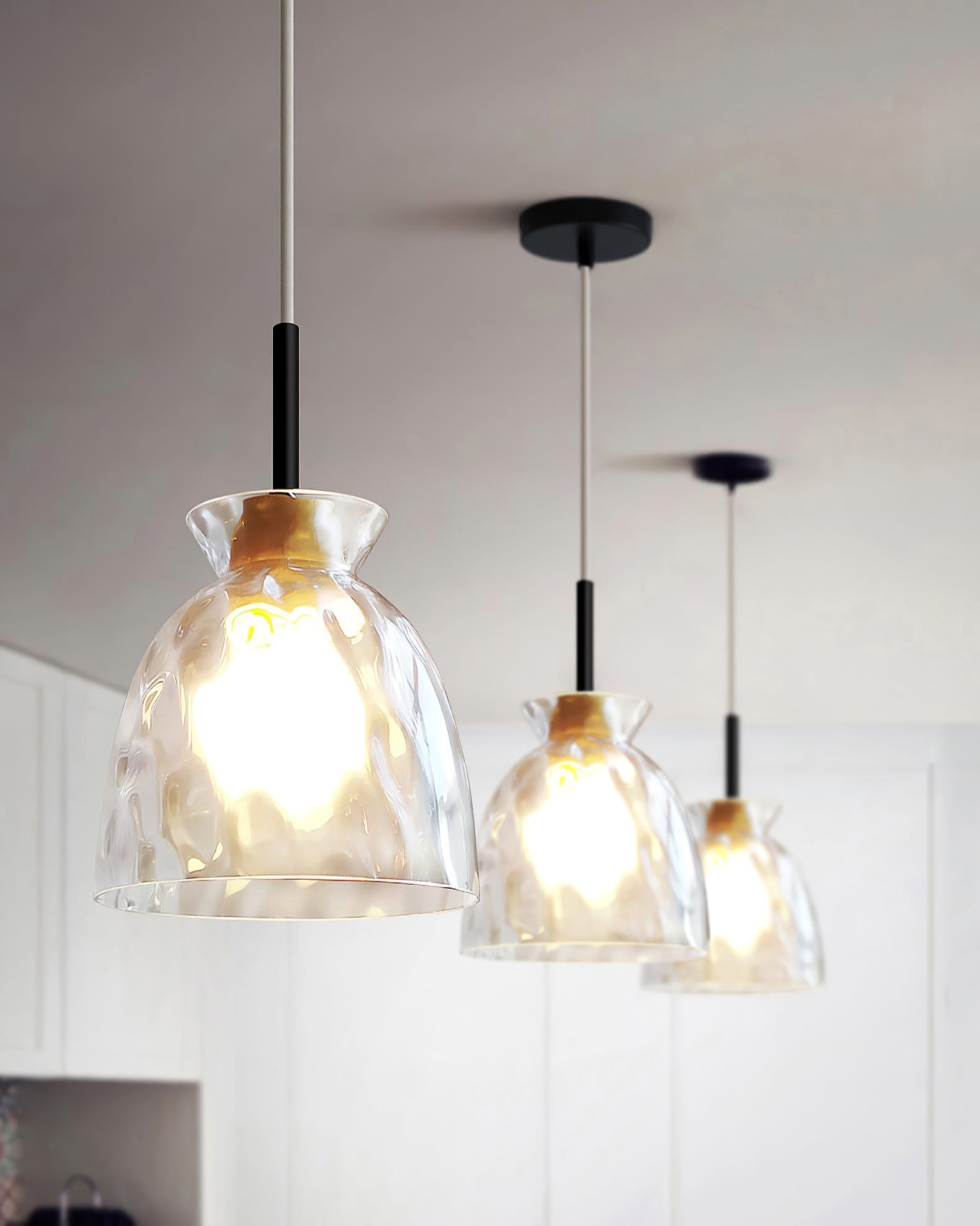 Modern Water Ripple Transparent Glass Pendant Lamp M16