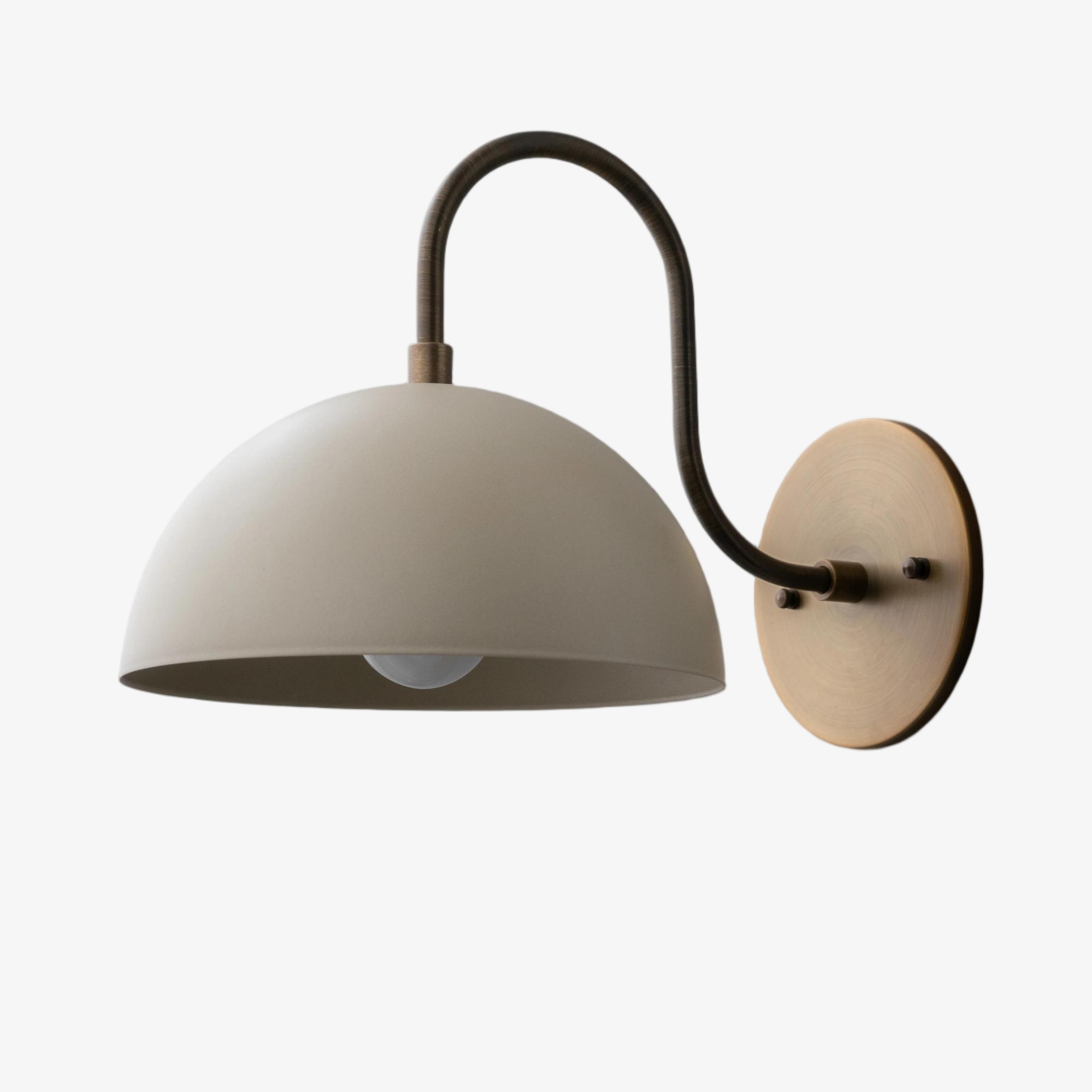 Curva Metal  Industrial Wall Sconce - Curved Brass Arm - Hammered Dome Light Fixture T408