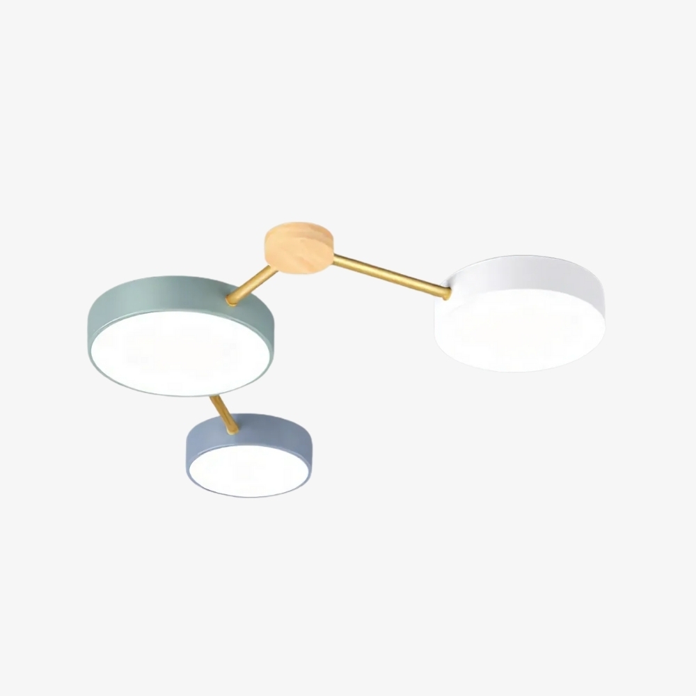 Contemporary LED Ceiling Lamp - Nordic Circle with Wood Branches for Bedroom S382