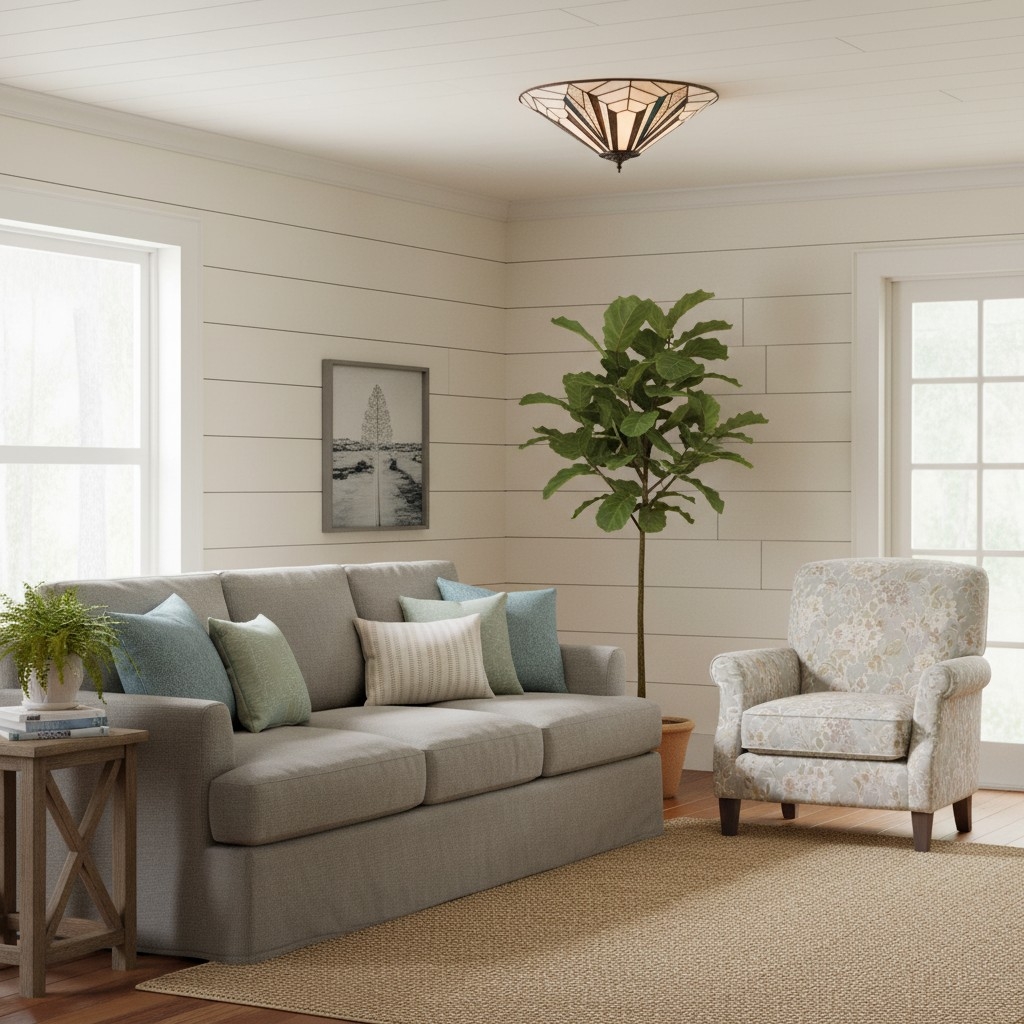 TF Astoria Modern Deco Flush Mount Ceiling Light with Textured Glass - Elegant Home Lighting Fixture T1043
