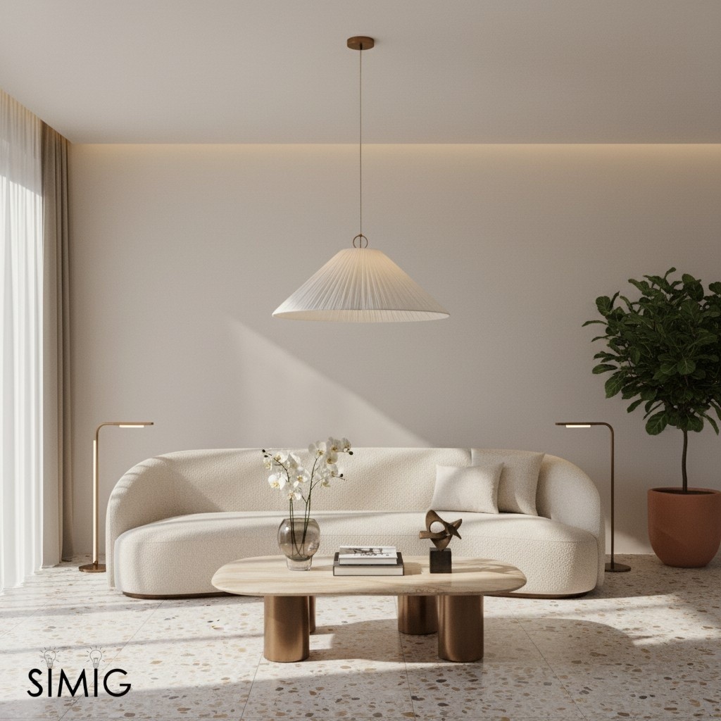 Lindi Luminella Oversized Scalloped Pendant Light in Bronze & Linen for Living Room T445