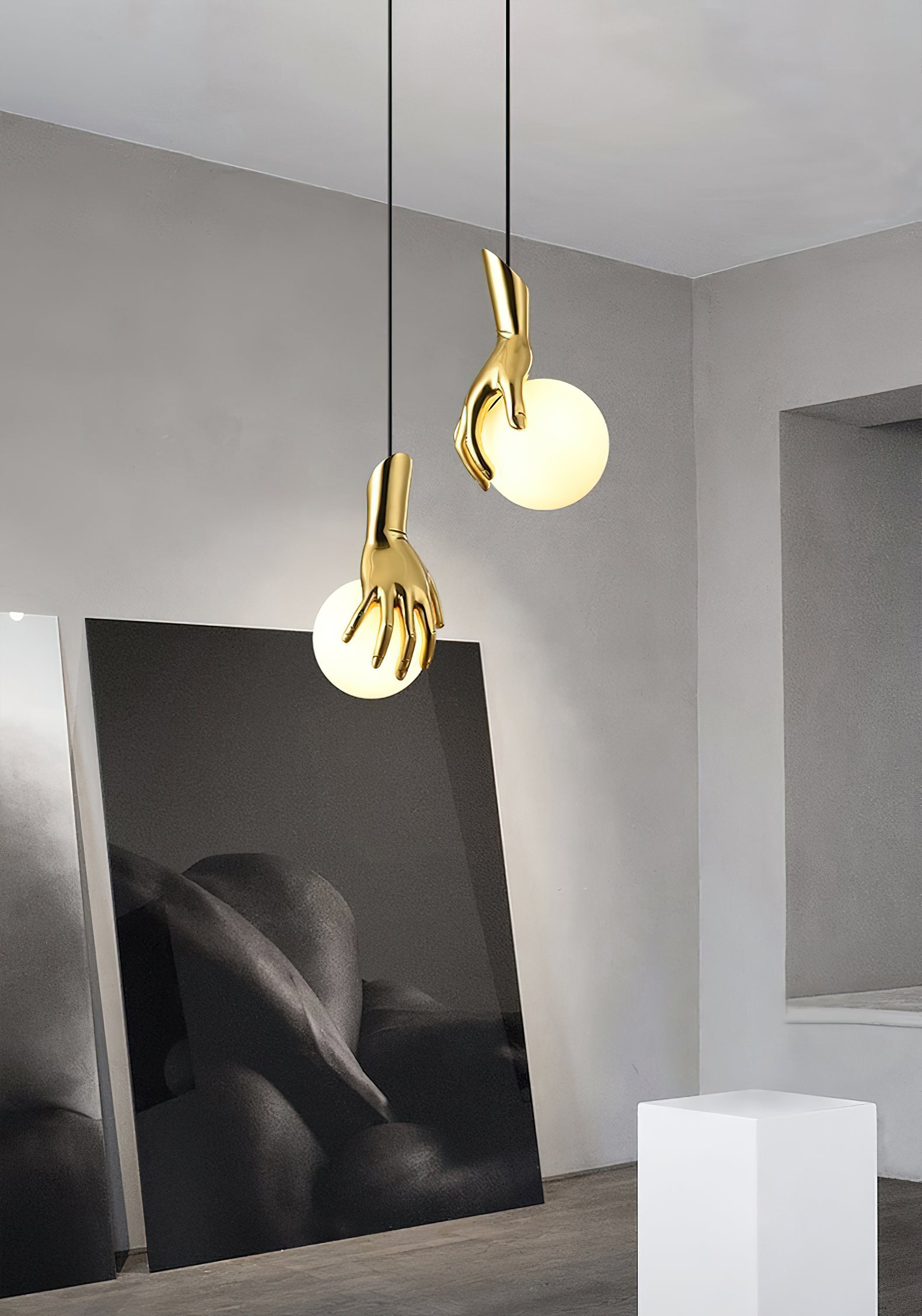 Hand Holding Globe Pendant Light T1675