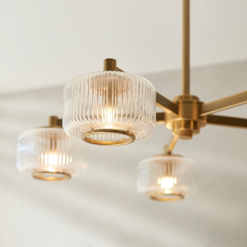 Canovus Ceiling Fixture with Ribbed Glass - Industrial Metal Living Room Light T1027