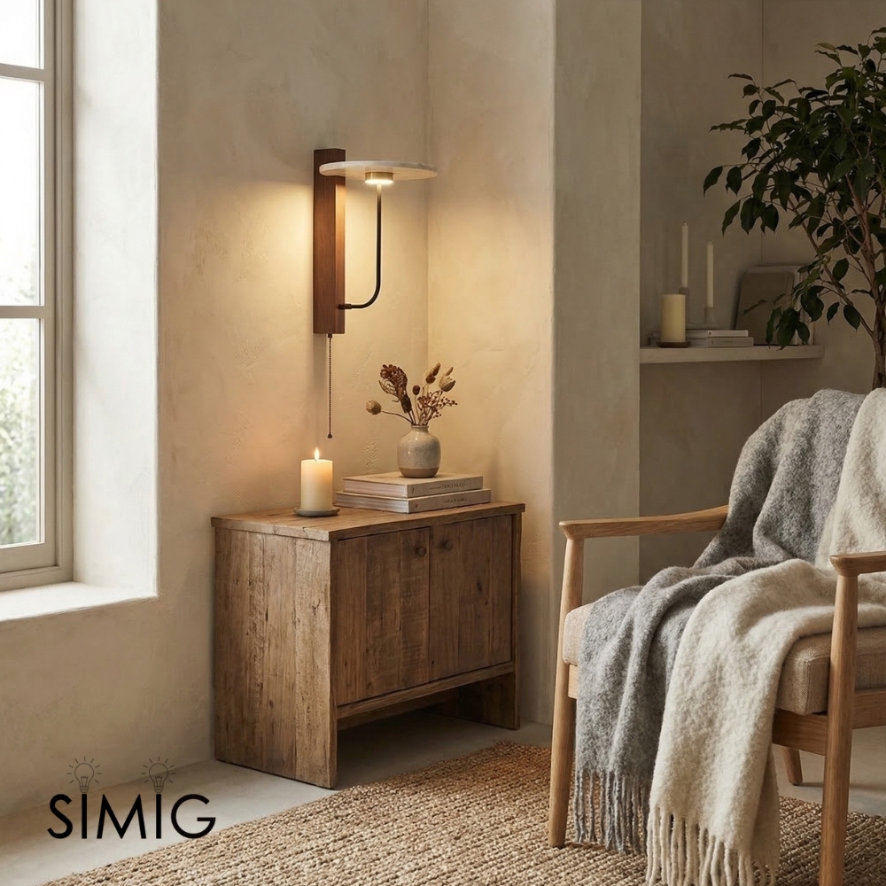 Retro Umbrella LED Wall Light with Solid Wood - Warm Accent Lighting S329