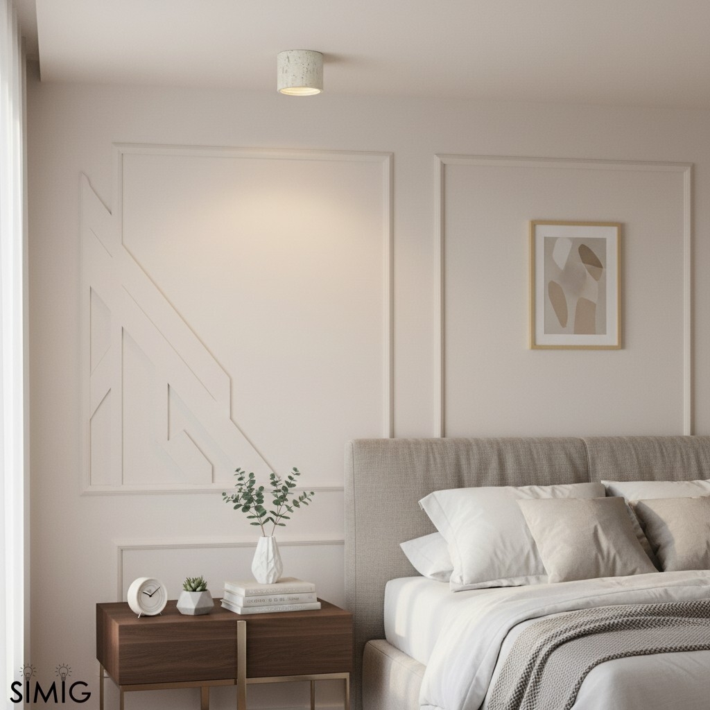 Cylindrical Ceiling Light - Modern Travertine Living Room M72