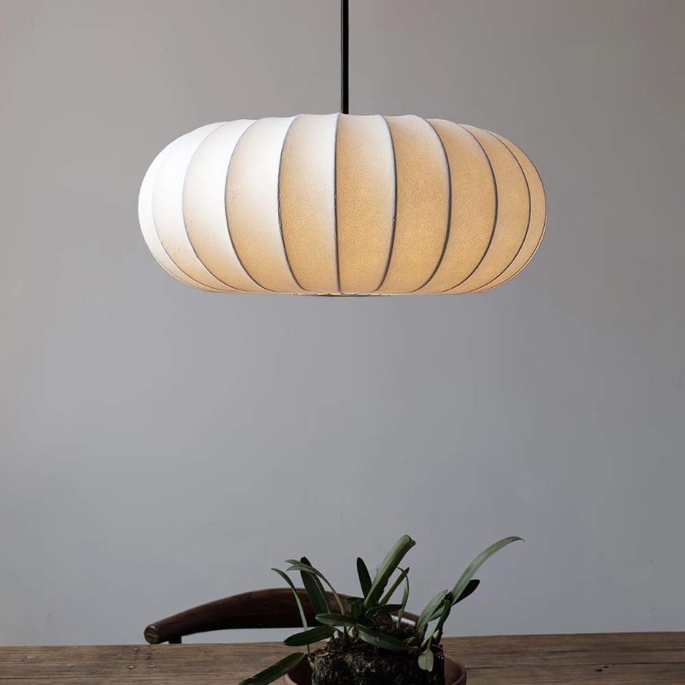 Simple Wabi-sabi White Lantern Fabric Pendant Lamp M06