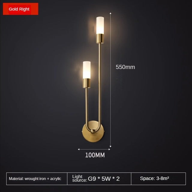 Modern Copper U-Shape Luster LED Wall Lamp M39