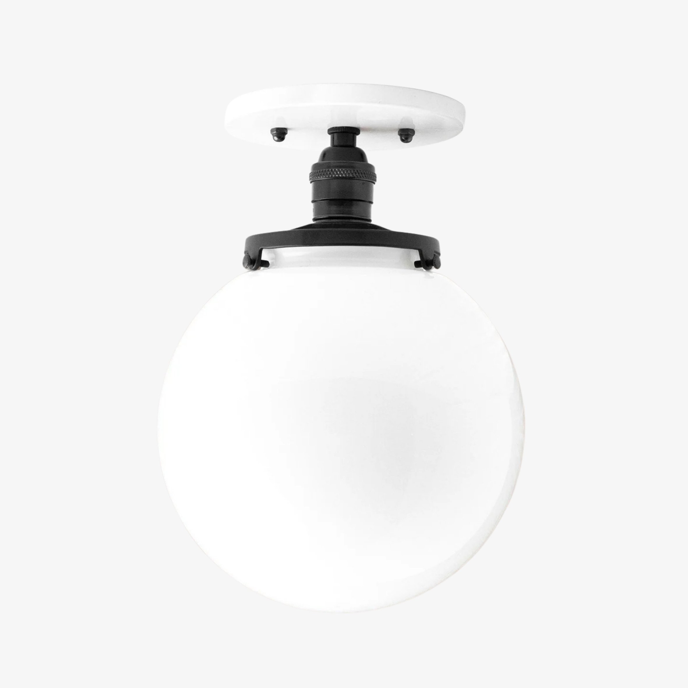 Glorica Glass Mid Century Semi Flush Ceiling Light - Whte Opal Gliass Globe Fixture T368