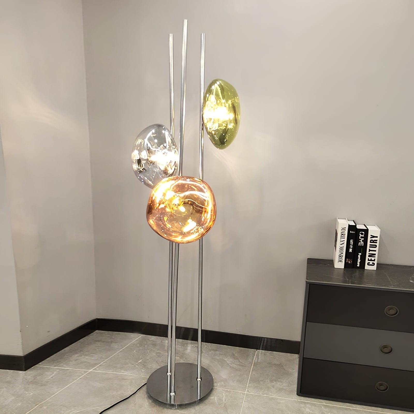 Tricolor Art Textured Glass Floor Lamp M313