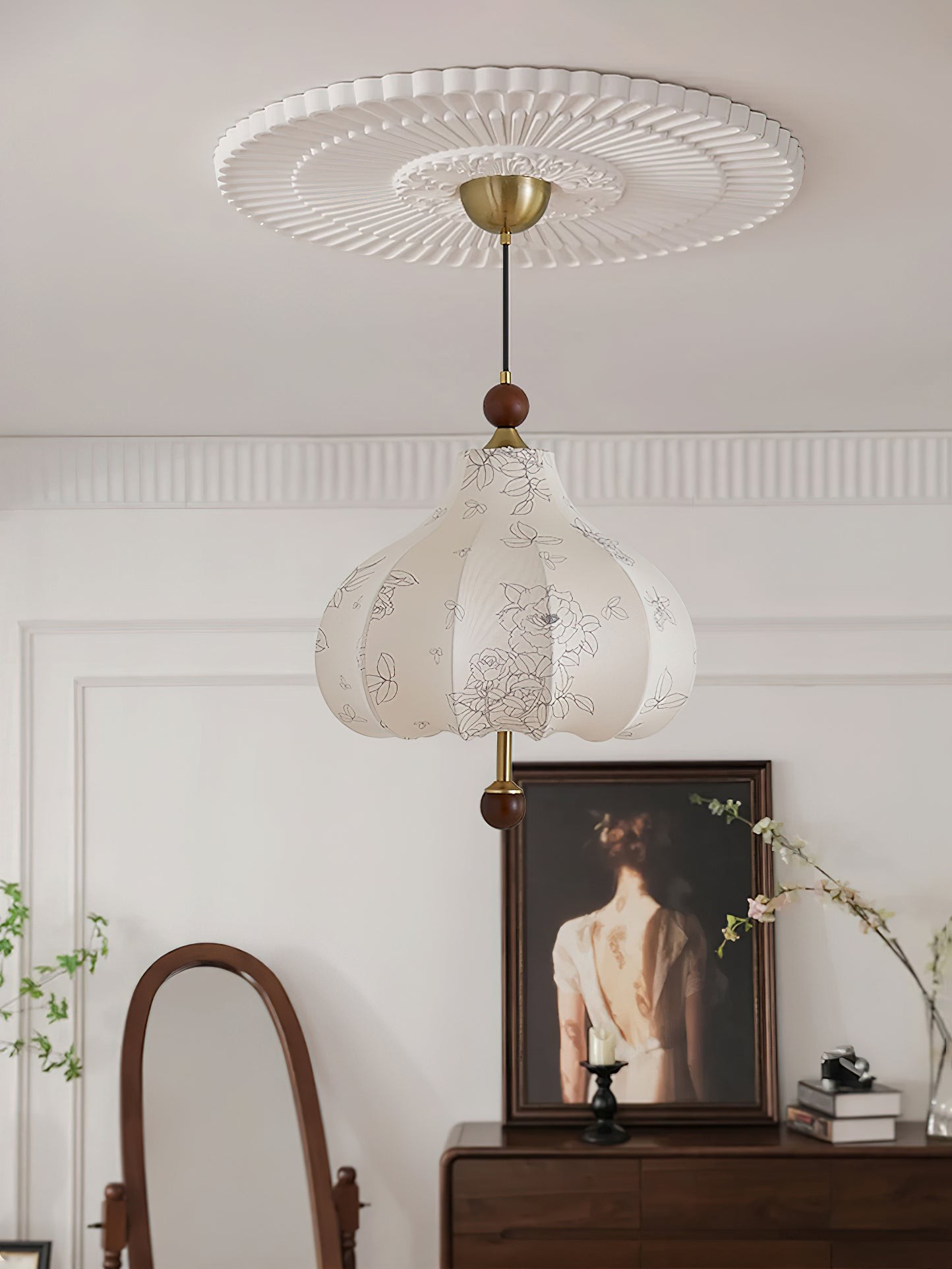 French Retro Fabric Pattern Pendant Lamp M562