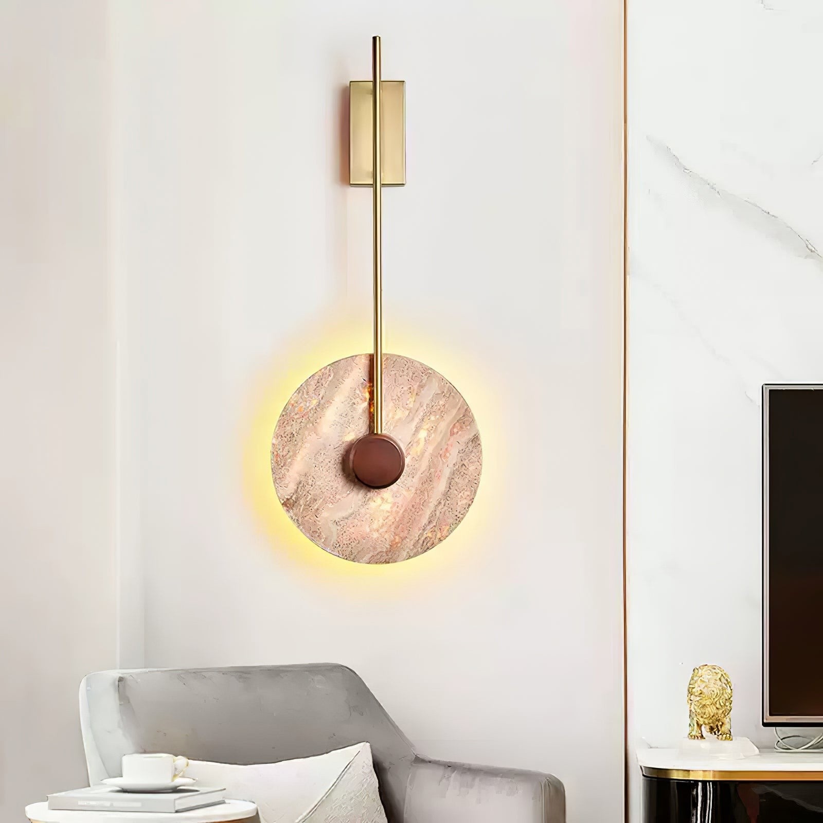 Minimalist Guitar Vertical Design Travertine Wall Sconce S311