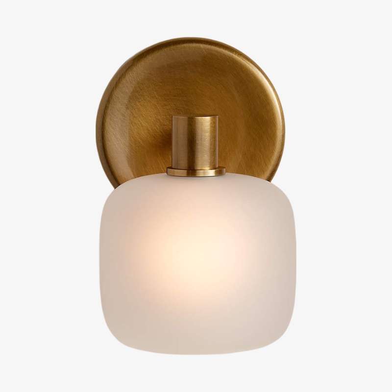 Lirra Frosted Glass Wall Sconce - Brass Look for Bathroom Vanity T758