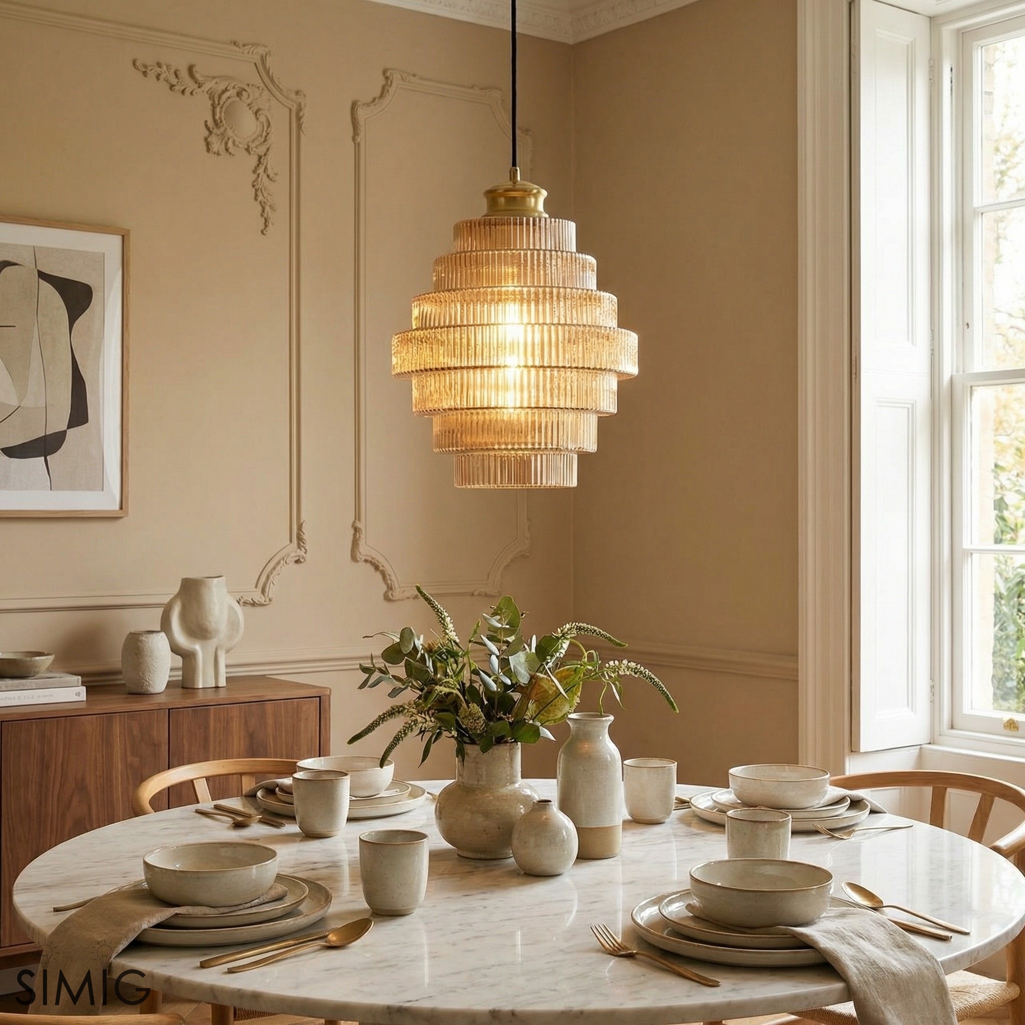 Bottis Vertical Ribbed Bottle Pendant Light - Modern Vintage Glow for Dining Room U19