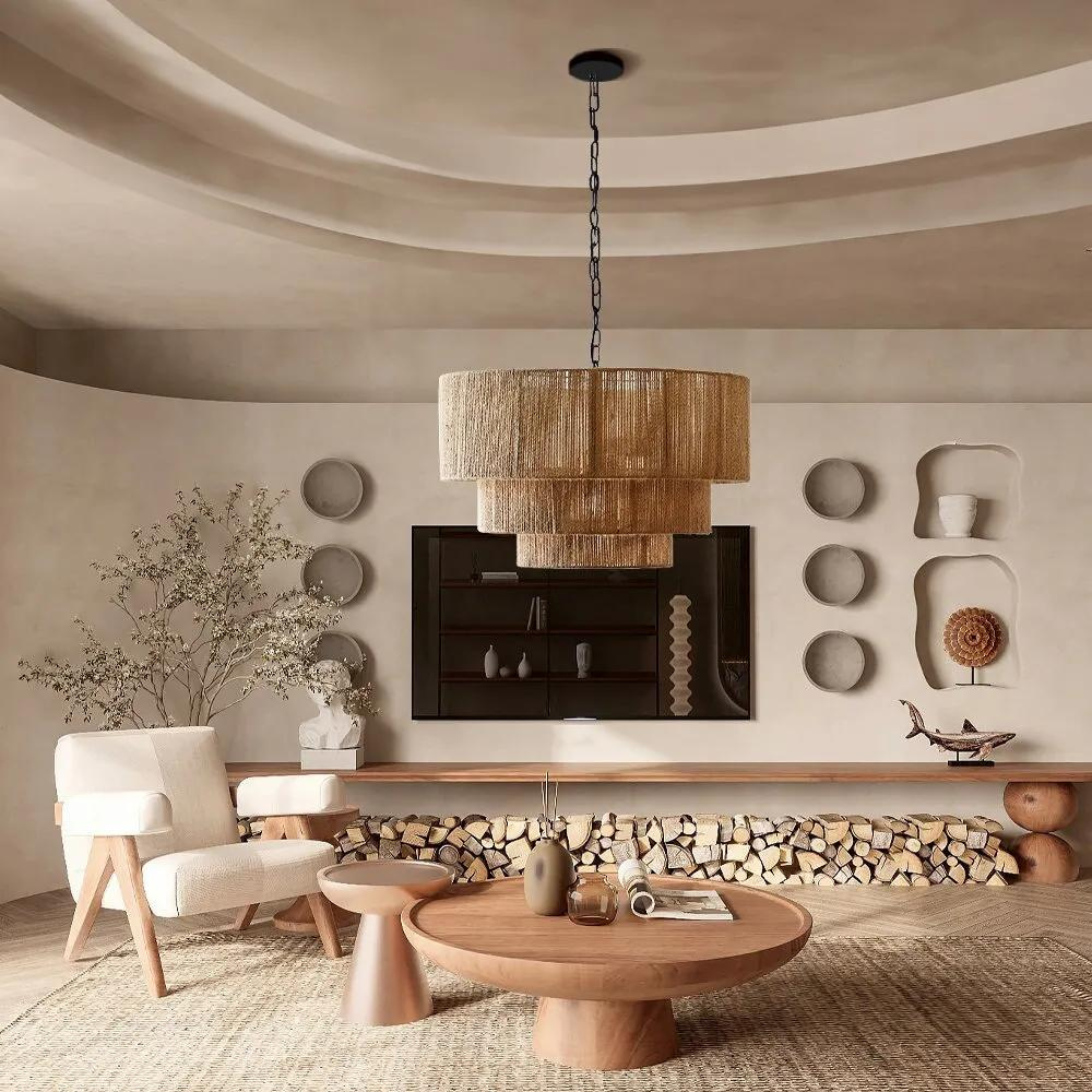 The Elegant Woven Waterfall Rattan Pendant Light T2052