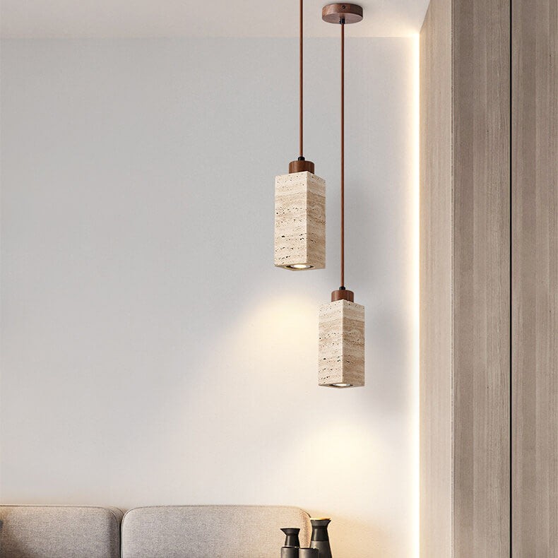 Wabi Sabi Solid Wood Stone Pendant Light G32