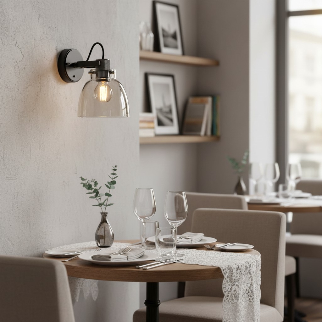 Readium Modern Glass-Shaded Wall Lamp - Adjustable Head for Bedrooms and Hallways T873