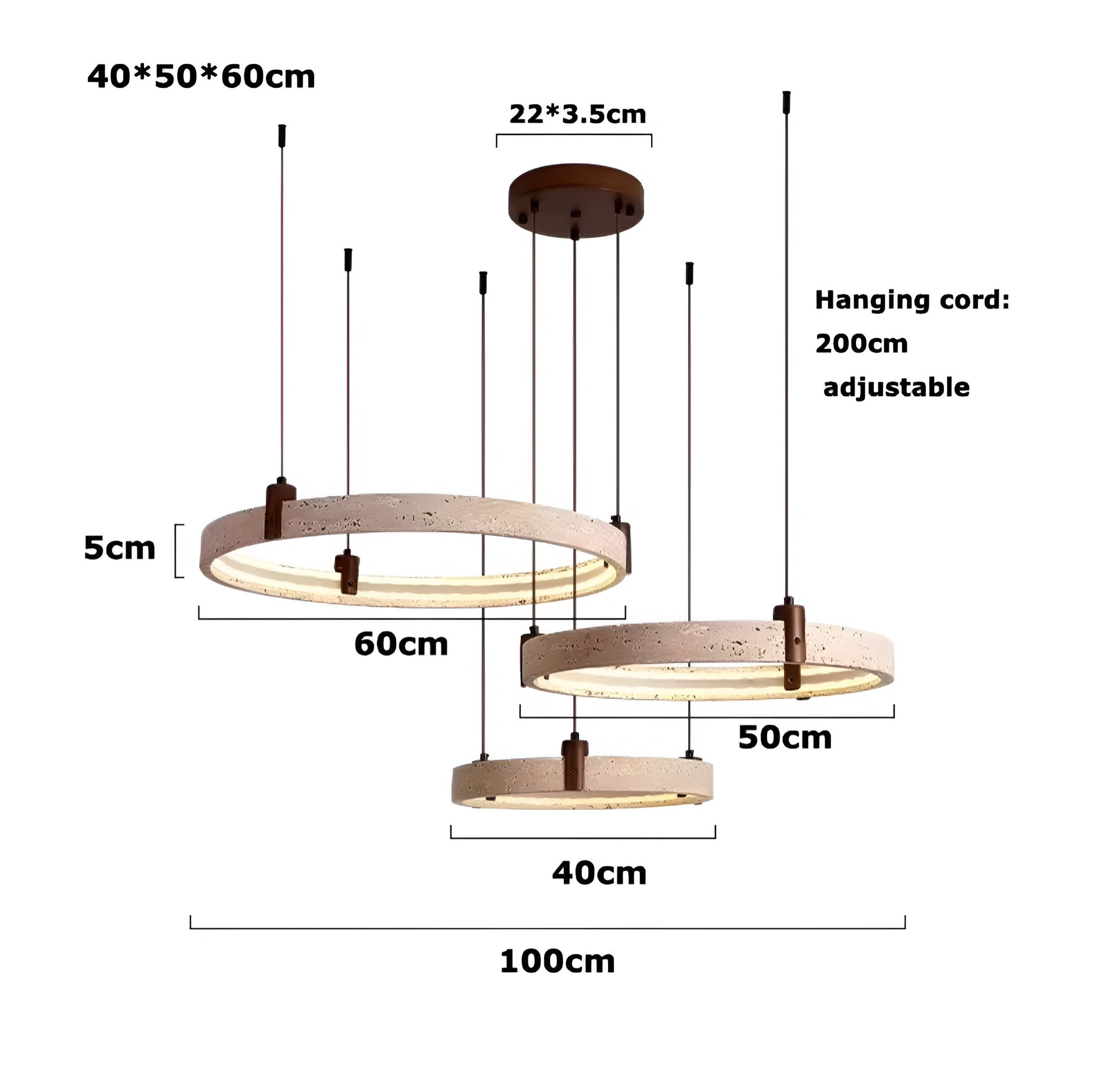 Simple Circular Travertine Pendant Lamp G29