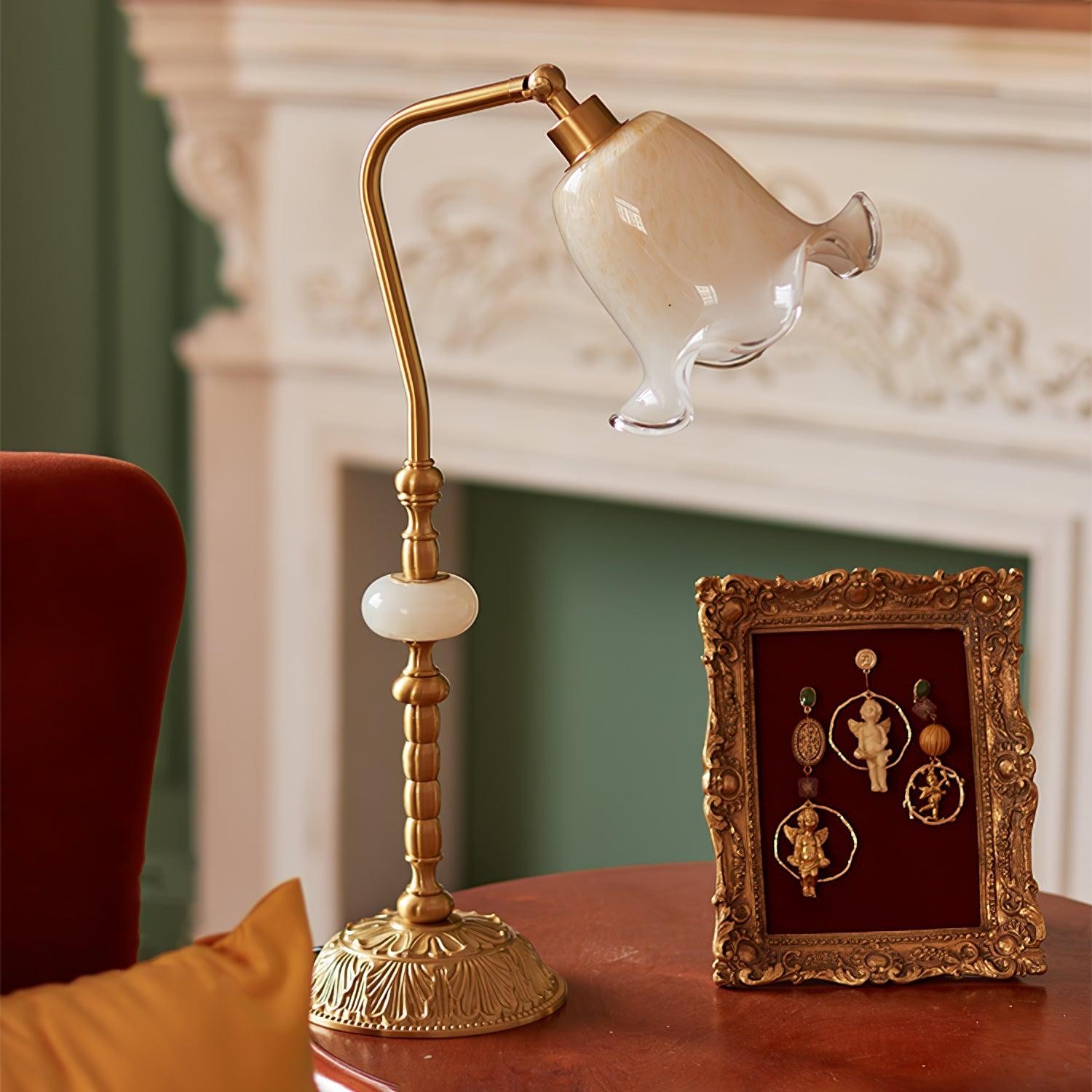 Classic Stylish White Tulip Brass Table Lamp M491