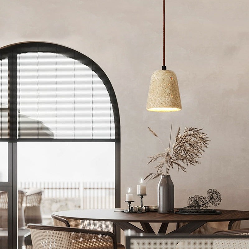 Natural Stone Wood Pendant Light - Minimalist Japanese Dining Lamp M08