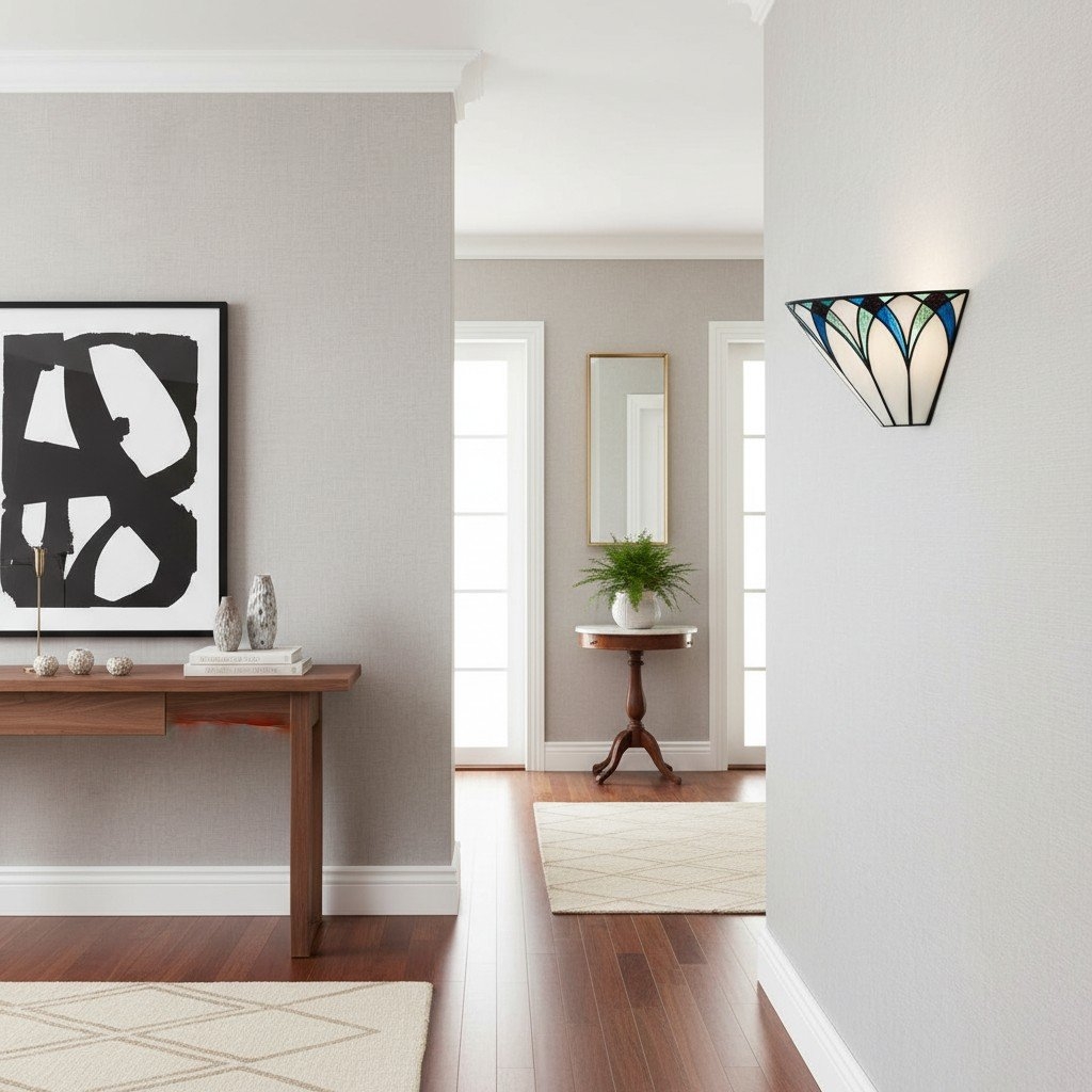 TF Allanton Tiffany Stained Glass Wall Light - Art Deco Lamp for Hallways T640