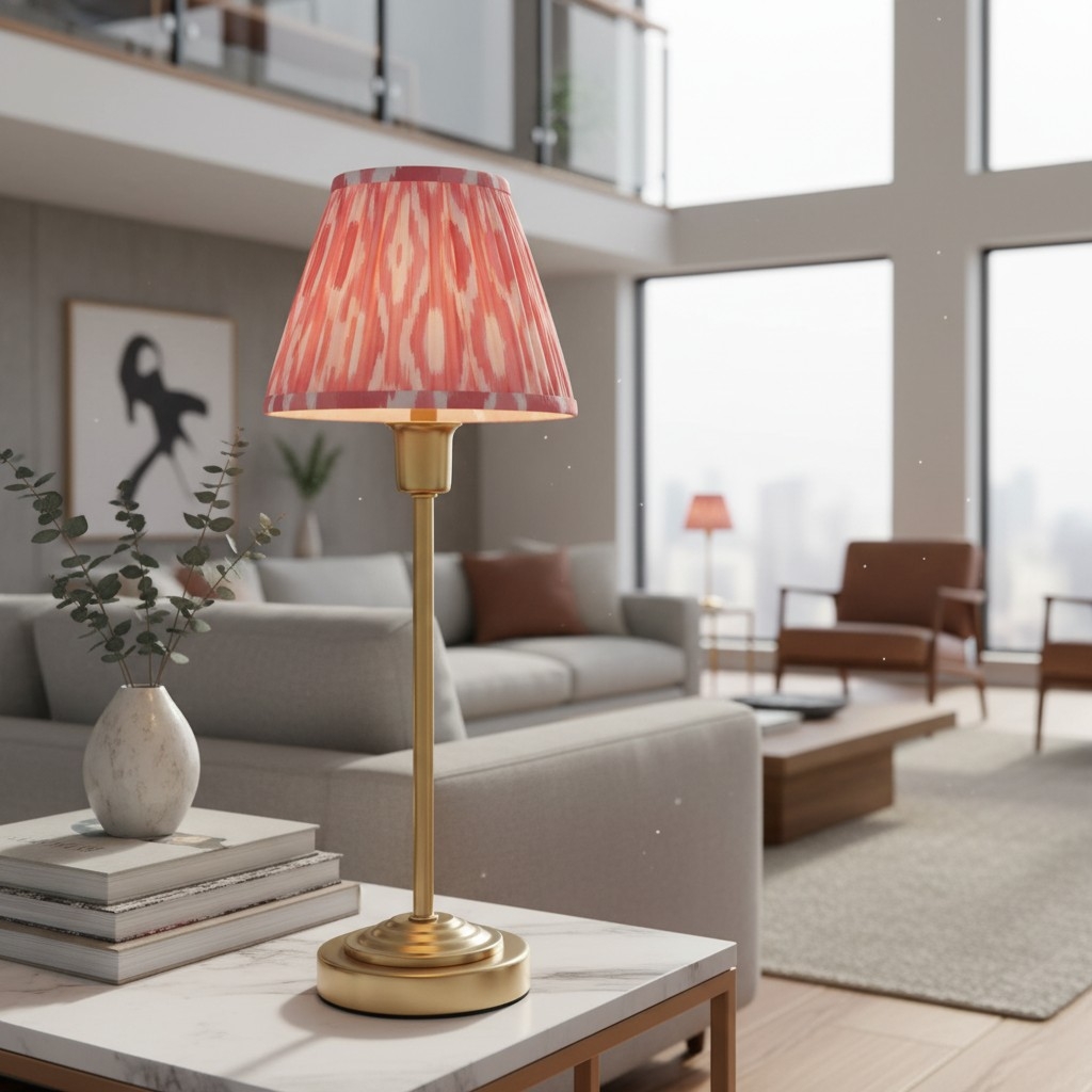 Bronzuno Patterned Fabric Table Lamp - Brass or Bronze Finish Modern-Bohemian Bedside & Living Space Light T957