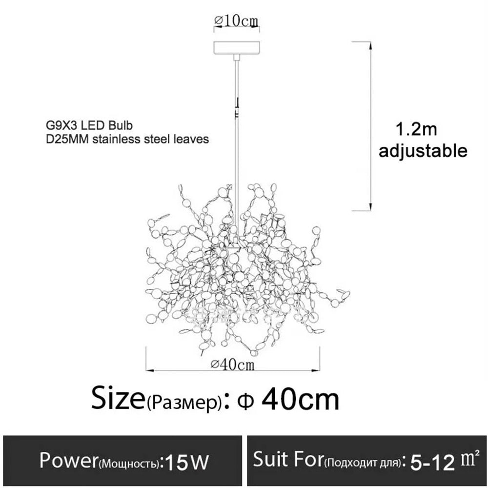 Modern Creative Decorative Leaf Stainless Steel Pendant Light M58
