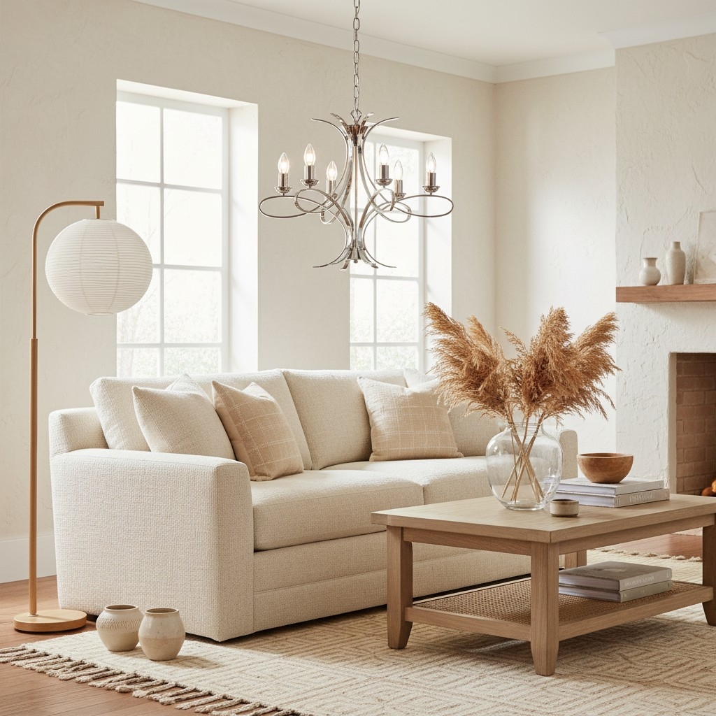 Foline Geometric Light Chandelier - Nickel Finish Ambient Glow for Hallways and Kitchens T1012