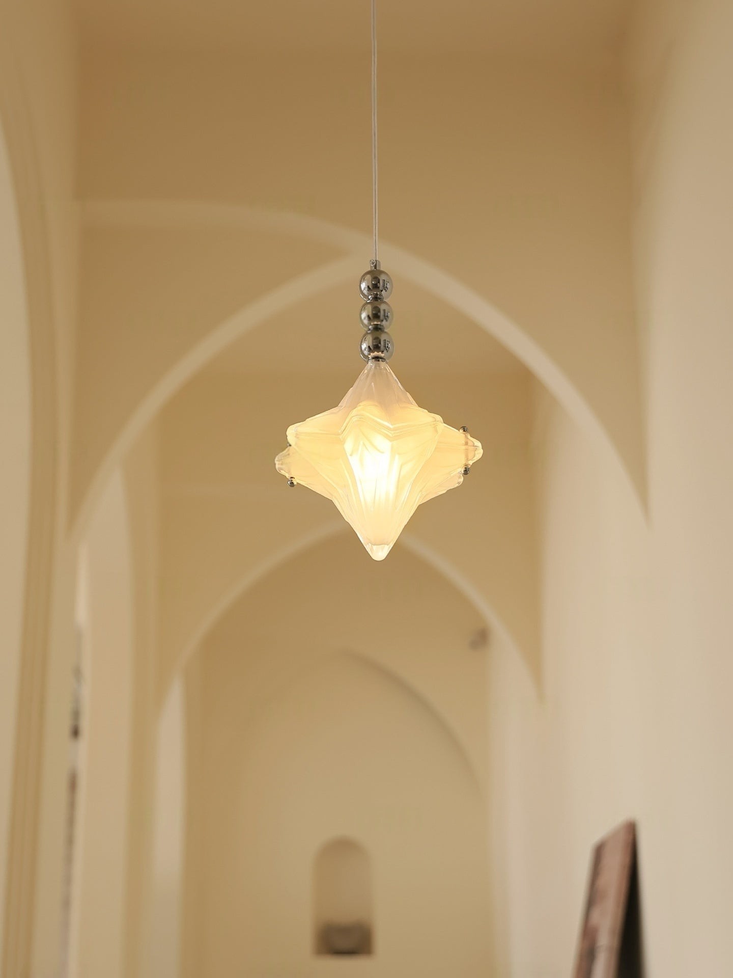 Art Deco Astris Elara Star Pendant Light - Frosted Glass Pendant with Geometric Style T434