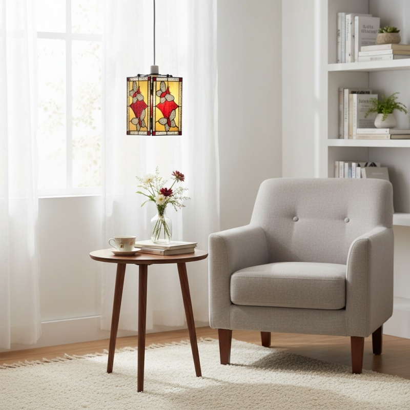TF Butterfly Pendant Lamp - Artistic Stained Glass Pendant Light for Living Room or Bedroom T835