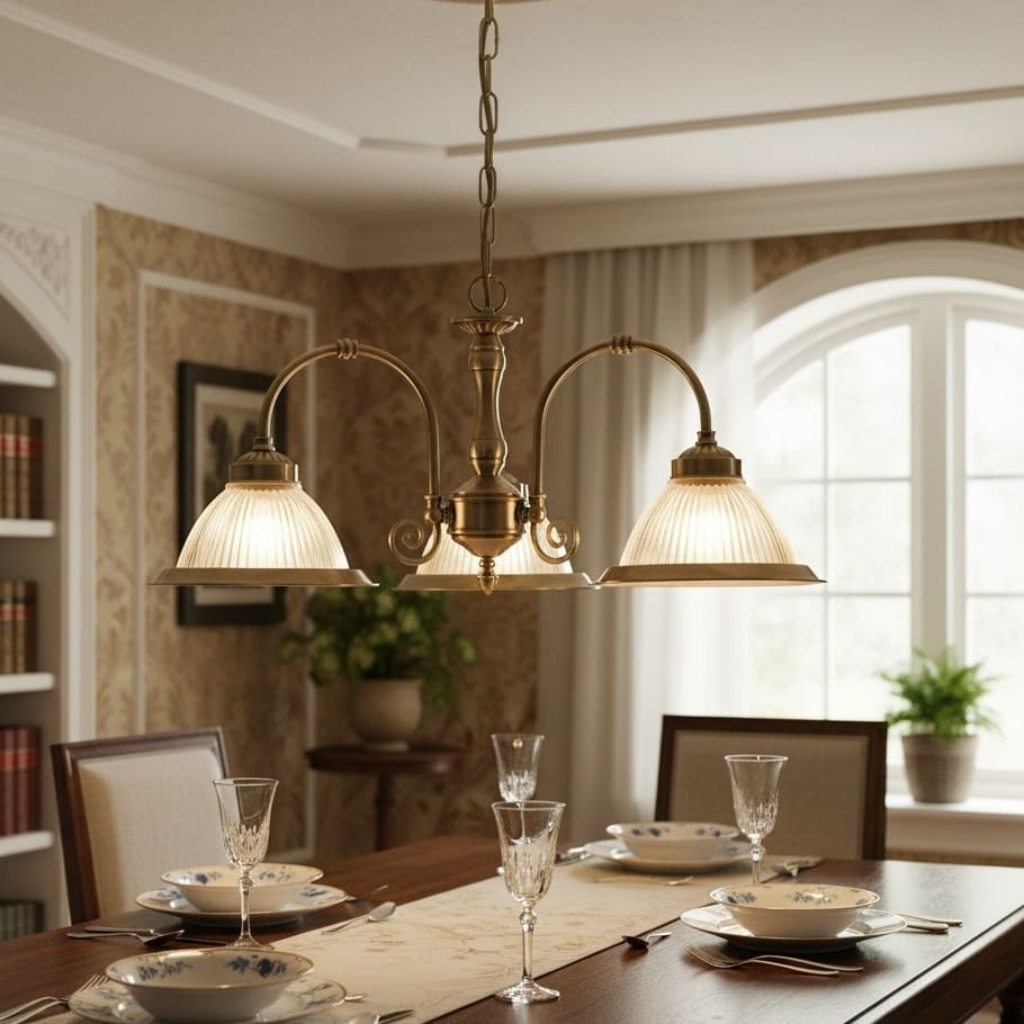 TF Vintora Ribbed Glass Pendant Light - Elegant Metal Trim for Kitchens, Dining Areas and Hallways T1022