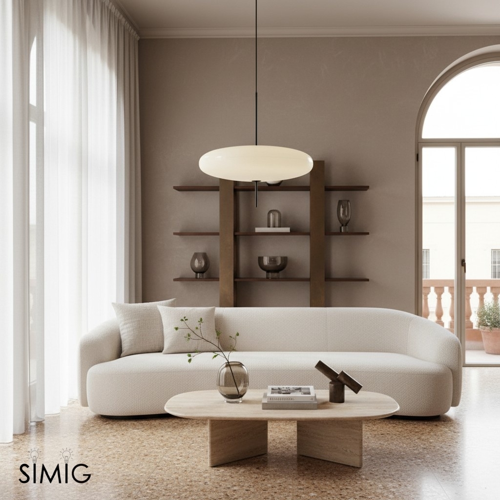 Modern Oval Pendant Light – Metal and Acrylic Pendant Lamp for Living Room