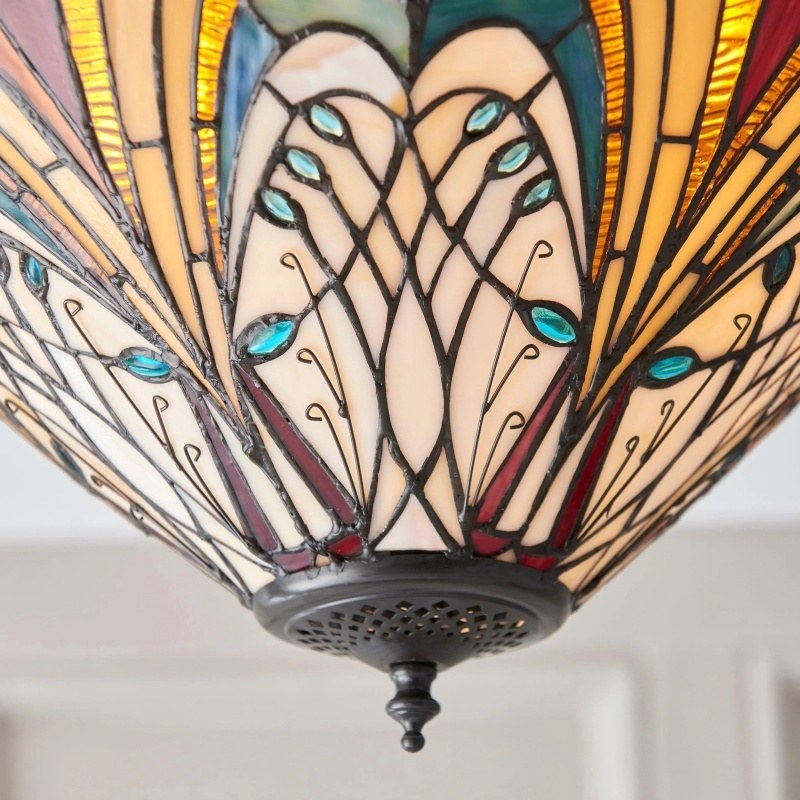TF Hector Ceiling Light - Handcrafted Stained Glass Design Semi‑Flush or Pendant Fixture for Home T1018