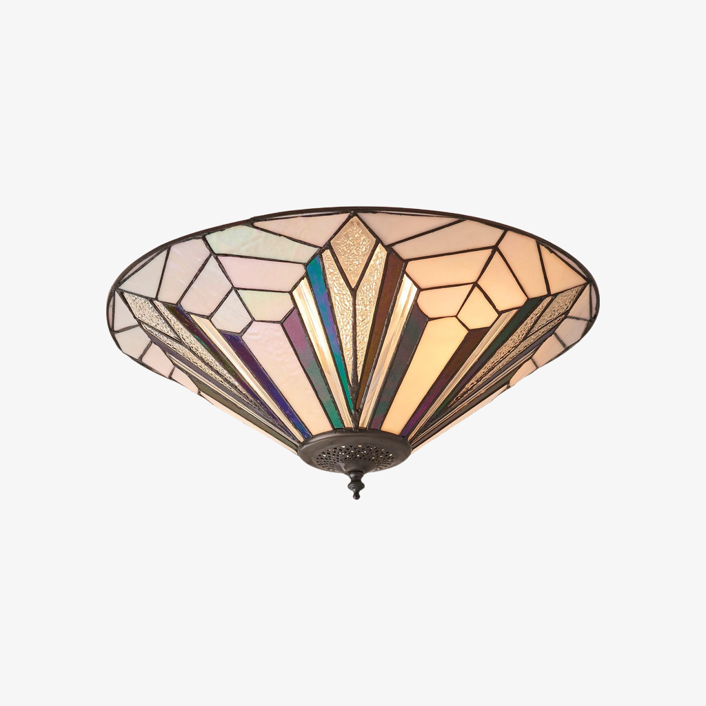 TF Astoria Modern Deco Flush Mount Ceiling Light with Textured Glass - Elegant Home Lighting Fixture T1043