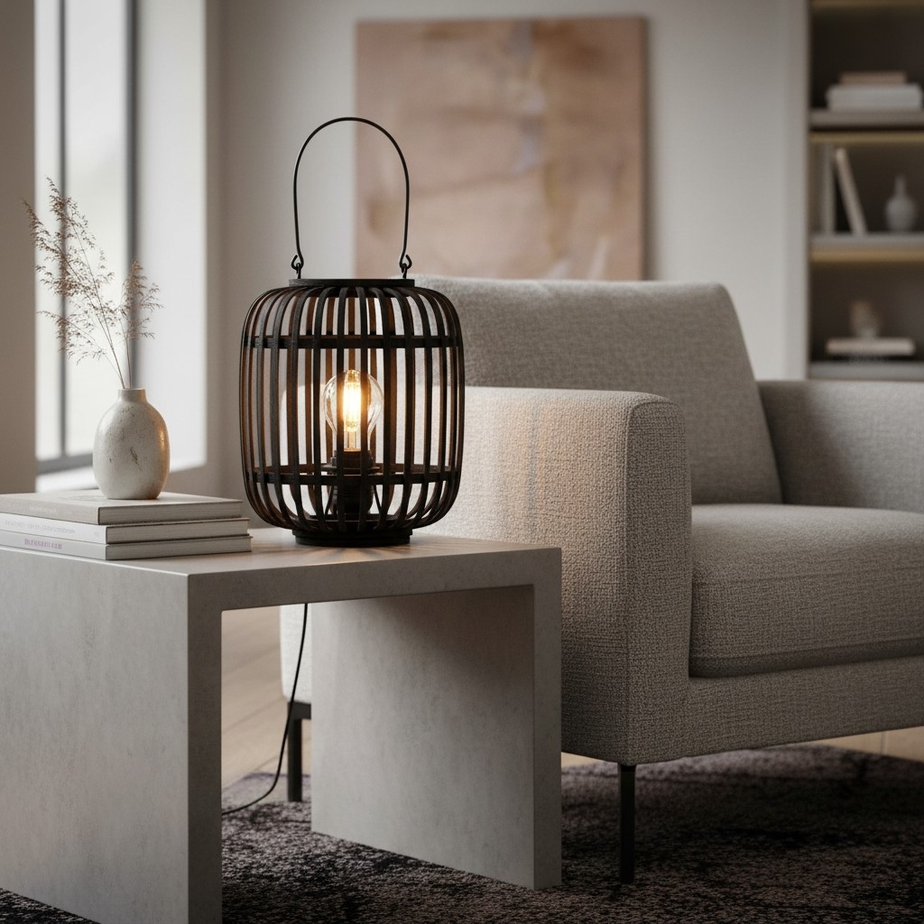 Yumeko Ambient Table Lamp - Open Bamboo Cage Design Stylish and Eco Friendly for Living & Bedroom T988