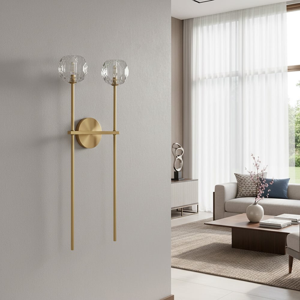 Luxury Crystal Wall Sconce - Brass Frame Modern Wall Light T453