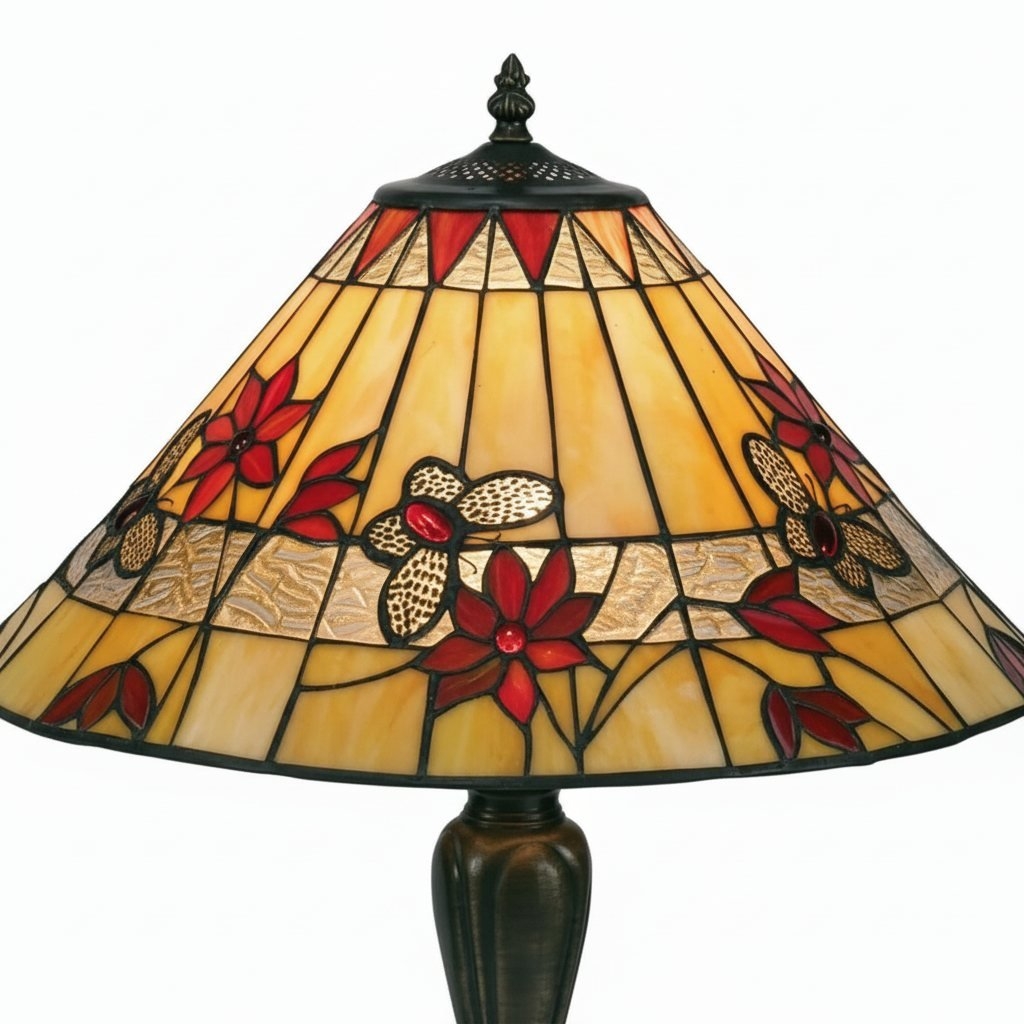 TF Butterfly Table Lamp - Hand-Cut Stained Glass Shade Table Light for Living Room and Bedroom T856